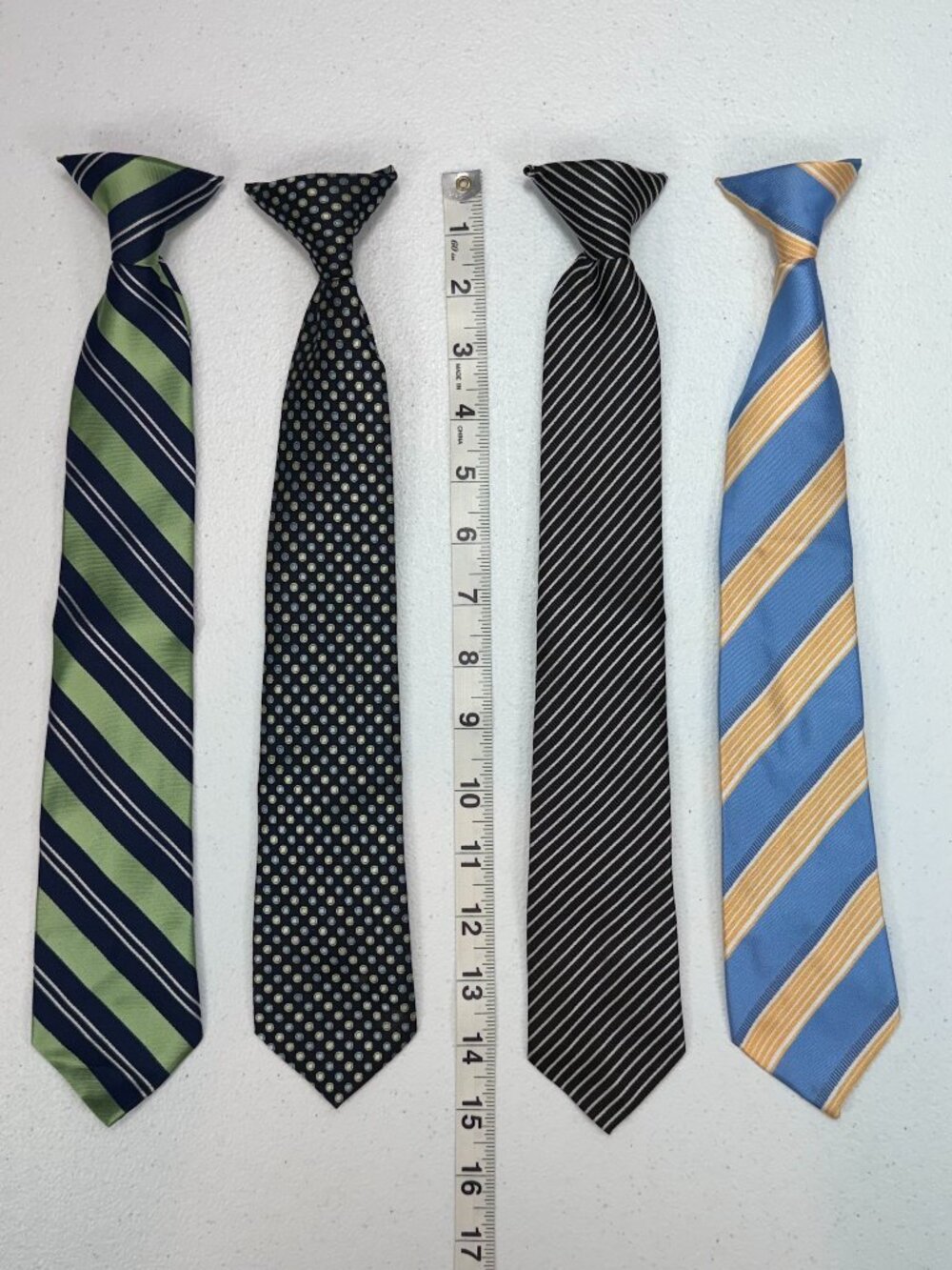 Boys Youth Clip On Ties Lot of 4 Striped Polka Dot Dress Ties